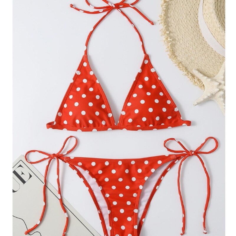 Dwuczęściowy strój kąpielowy bikini w kropki